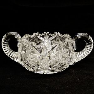 Antique American Brilliant Cut Crystal Double Handled Sugar Bowl